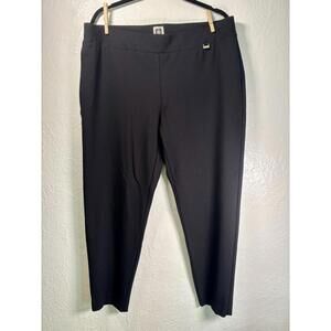 Anne Klein Womens 2X Pull On Ponte Knit Ankle Pants Stretch Black Tummy Control
